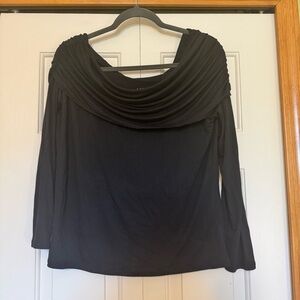 Soft surroundings cowl neck blouse black soft slouchy minimalist neutral Medium